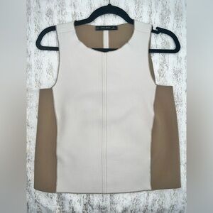 Zara Two-Tone Cream and Taupe Sleeveless Top